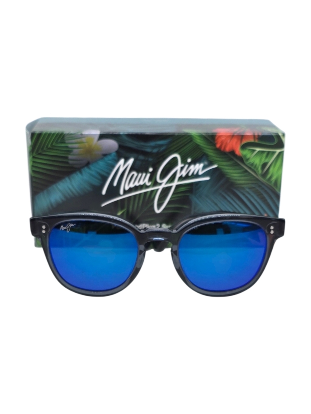 Maui Jim Round Blue Mirrored Sunglasses with TRANSPERENT FRAME POLARIZED